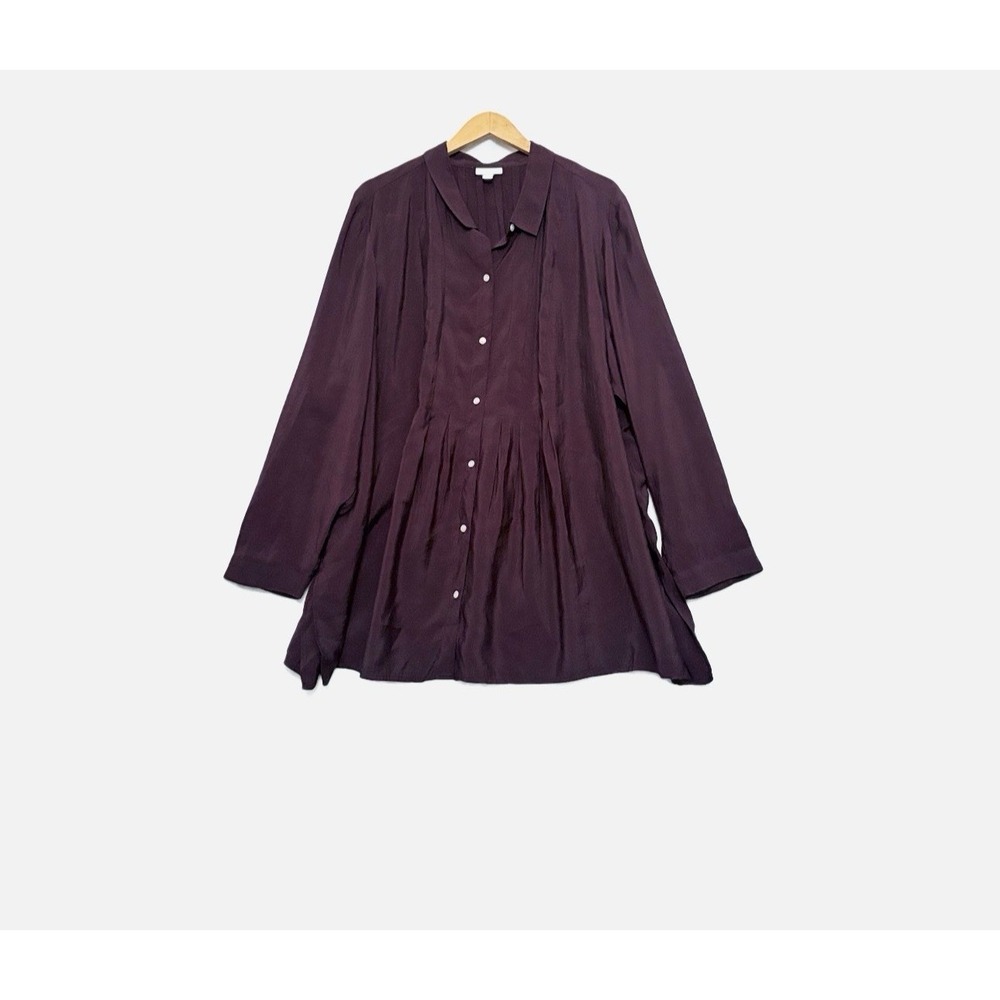 J Jill Button Down Shirt Womens Sz 4X Pleated Career Office Tunic Tencel Modal
